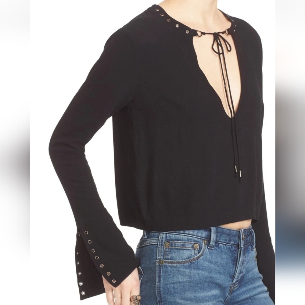 free people ♡ jump to the beat top grunge rocker goth whimsi black medium